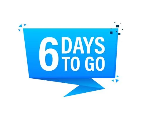 6 Days to go poster in flat style. Vector illustrations for time managment. Illustrazione stock