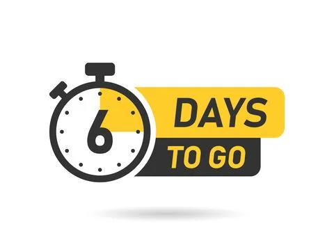 6 days left icon in flat style. Offer countdown date number vector illustra.. Stock Illustration