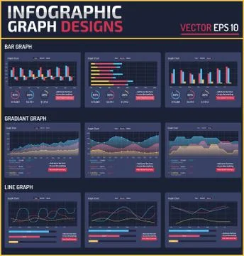 6 different Infographic Element Graph Design vector template Stock Illustration