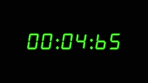 6-digits 10 seconds digital clock countdown timer. Green on black color Video stock 232973049