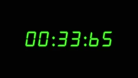 6-digits 40 seconds digital clock countdown timer. Green on black color Video stock 232973077