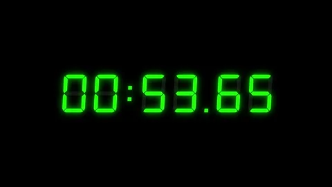 6 Digits Green Countdown 01:00:00 (60 seconds, 1 minute) on Black Background Stock Footage 278623627