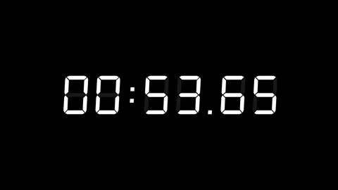 6 Digits Matte White Countdown 01:00:00 (60 sec, 1 min) on Black Background Stock Footage 278623160