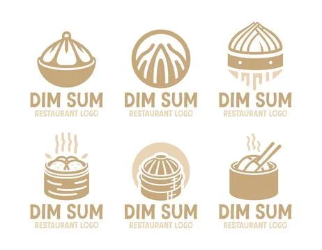 6 Dim Sum Restaurant Logo Set Professional Asian Cuisine Branding Collection Stock Illustration