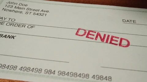6 dolly on blank green generic check on table with denied stamp Stock Footage 270260286