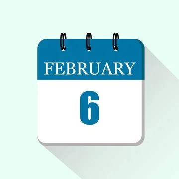 6 February Vector flat daily calendar icon. Date and month. Stock Illustration