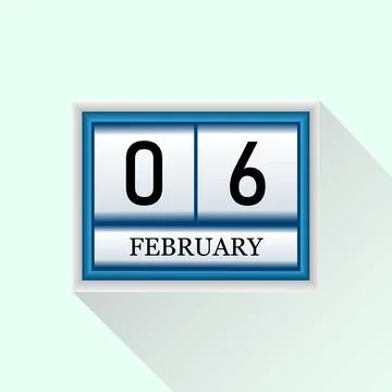6 February Vector flat daily calendar icon. Date and month. Ilustração Stock