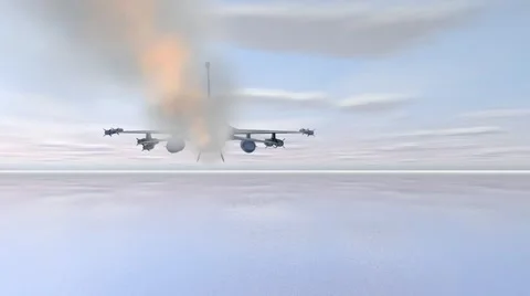 6 Fighter Jets Flying Over Water - 3D Model Stock-Footage 51844283