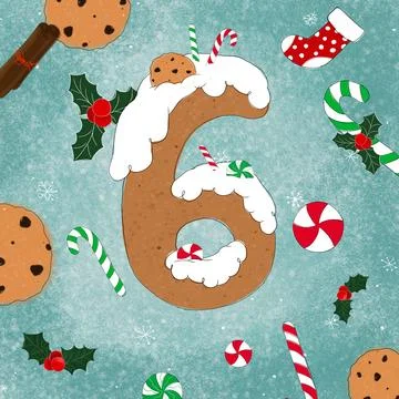 6 gingerbread figure Stock Illustration