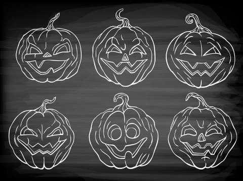 6 halloween pumpkins Stock Illustration