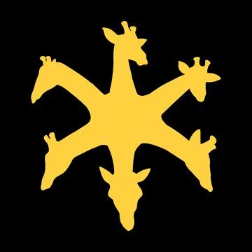 6 headed giraffe logo icon. Animal silhouette design vector illustration Stock Illustration