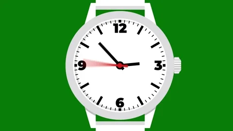6 Hours Fast motion hand clock watch animation and green background design. Stock Footage 333877855