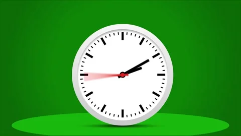 6 Hours Fast motion hand clock watch animation and green background design. Stock Footage 333877858