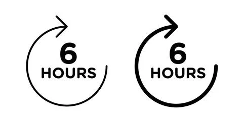 6 hours icon symbol. Flat Vector illustration Illustrazione stock