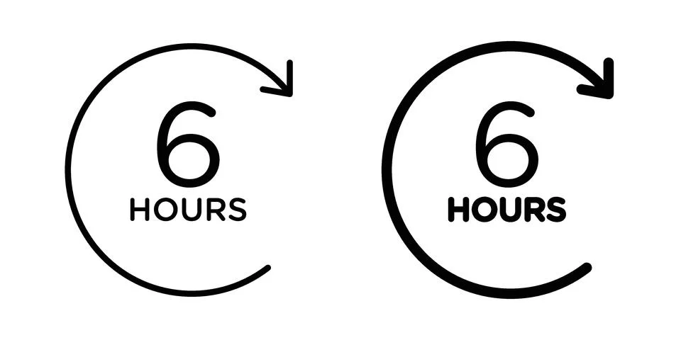 6 hours icon vector design illustrations 스톡 일러스트