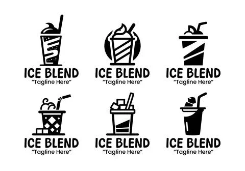 6 Ice Blend Logo Set Professional Beverage Branding Collection Black and Whit Stock Illustration