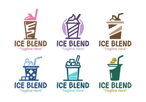 6 Ice Blend Logo Set Colorful Professional Beverage Branding Collection Stock Illustration