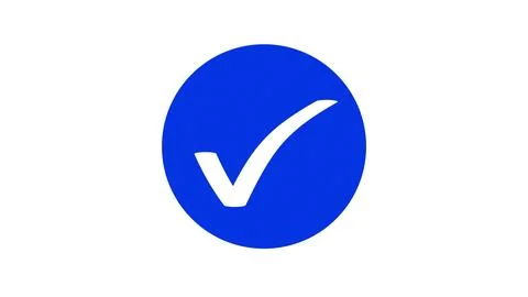 6 image of white check mark animation on blue circle Stock Photos