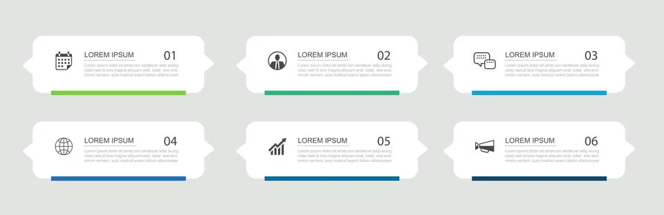 6 infographics data tab index template. Illustration business abstract back.. Stock Illustration