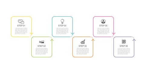 6 infographics rectangle thin line with data template. Vector illustration ab 스톡 일러스트