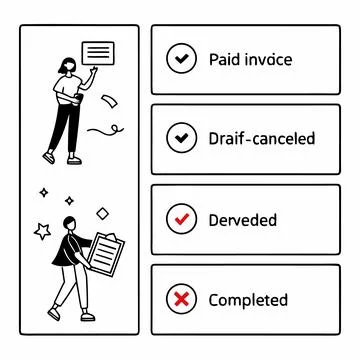 6 Invoice Status and Billing UI Icons Stock Illustration