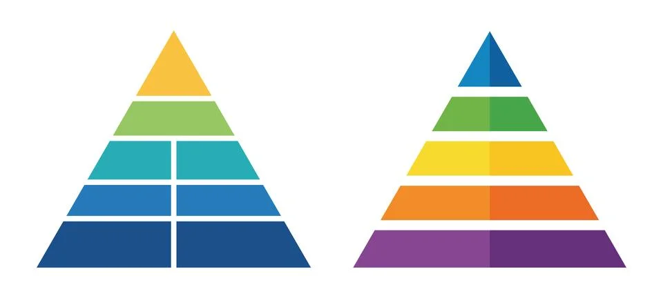 6 Layer Pyramid Chart Infographic Horizontal and Vertical Split Variation i.. 스톡 일러스트