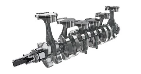 6 in line engine. 3D render Stock Illustration