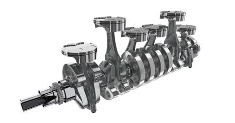6 in line engine. 3D render Stock Illustration