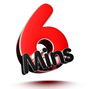 6 mins isolated on white background illustration 3D rendering with clipping p Stock Illustration