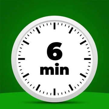 6 minute time clock countdown number icon design Stock Illustration
