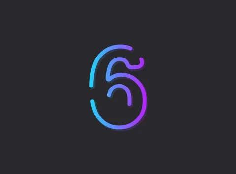 6, modern gradient number. Trendy, dynamic creative style design. For logo, b Illustrazione stock