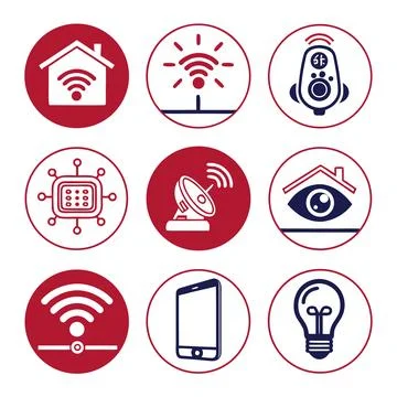 6 Modern IoT Technology and Connectivity Icons Stock Illustration