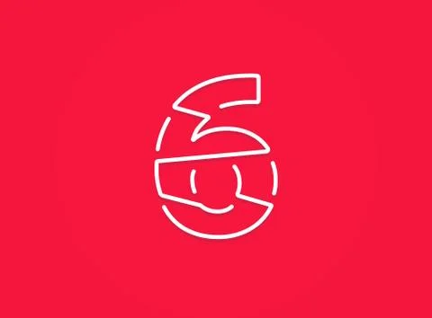 6 number. Modern trendy, creative style design. For logo, brand label, design Stock Illustration