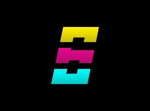 6 number vector desing, Cmyk color font logo, . Dynamic split blue, pink, yel Stock Illustration