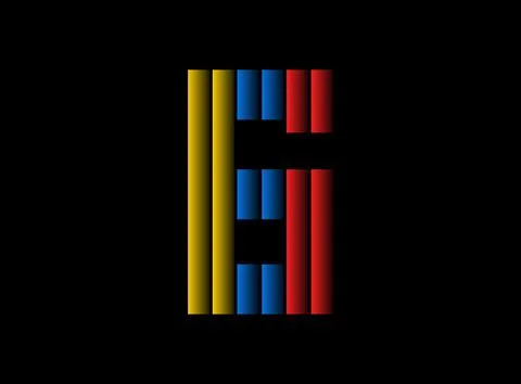 6 number vector desing, color font logo. Dynamic split red, blue, yellow colo Stock Illustration