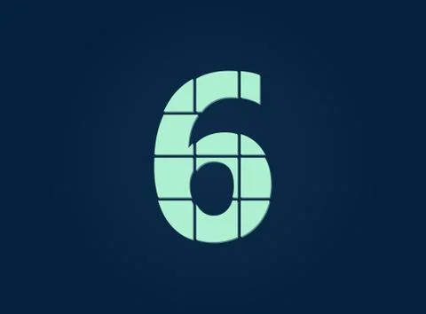 6 number, vector desing font.  Made of knife cut. For logo, brand label, desi Illustrazione stock