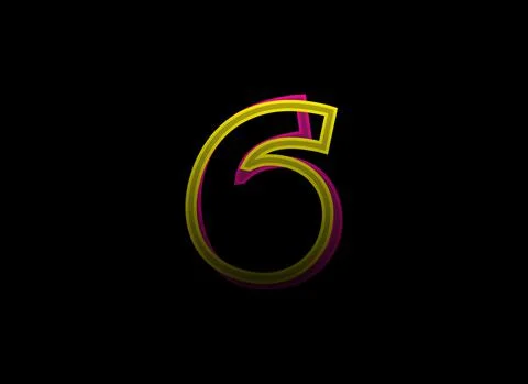 6 number vector desing, shadow font logo. Dynamic split pink, yellow color on Stock Illustration