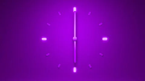 6 o'clock am pm Backlit purple clock time 3D illustration 3D rendering subtle Stock Illustration