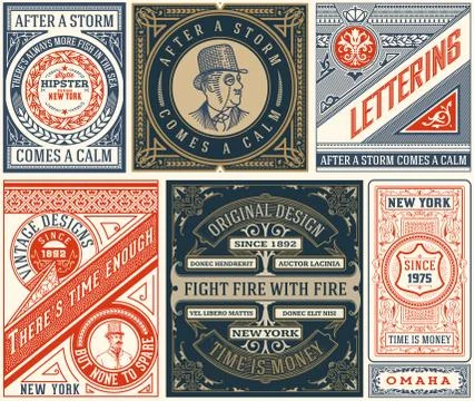 6 Old designs set. Elements organized by layers.. Stock Illustration