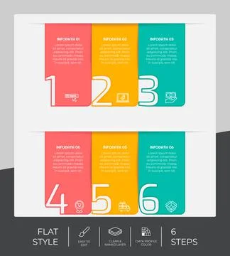 6 options of flat infographic vector design with colorful concept for marketi イラスト素材