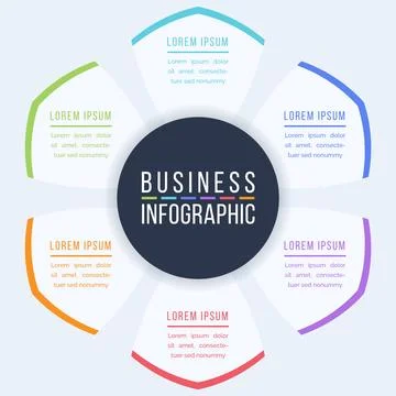 6 Options Infographic circle design 6 steps, objects, elements or options info 스톡 일러스트