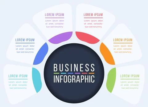 6 Options Infographic circle design 6 steps, objects, elements or options info 스톡 일러스트