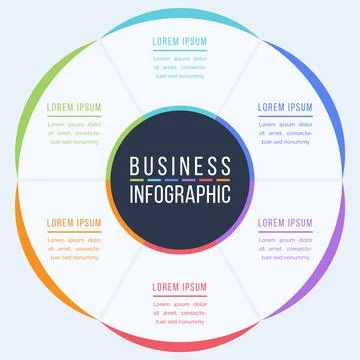 6 Options Infographic circle design 6 Options, objects, elements or steps info 스톡 일러스트
