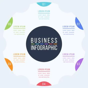6 Options Infographic template 6 steps, objects, elements or options infographic Stock Illustration