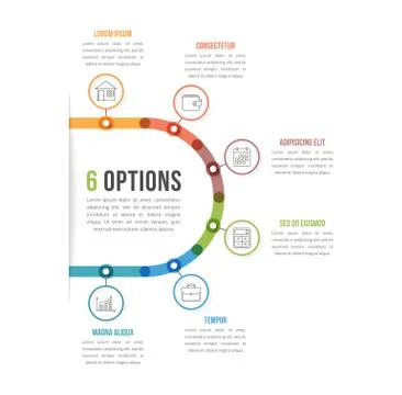 6 Options Infographic Template Stock Illustration