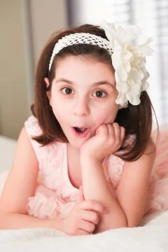 6 or 7 Years Old Little girl with Dark Hair and Brown Eyes, Stock Photos