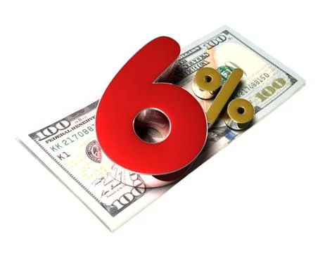 6 Percent 3D.(with Clipping Path). Stock Illustration