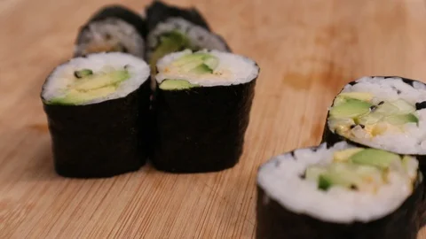 6 Pieces of Sushi Rolls 動画素材 124720144
