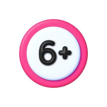 6 plus restriction icon in 3d style, isolated on white background. Age limit Stock Illustration