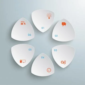 6 round triangles blue orange piad Stock Illustration